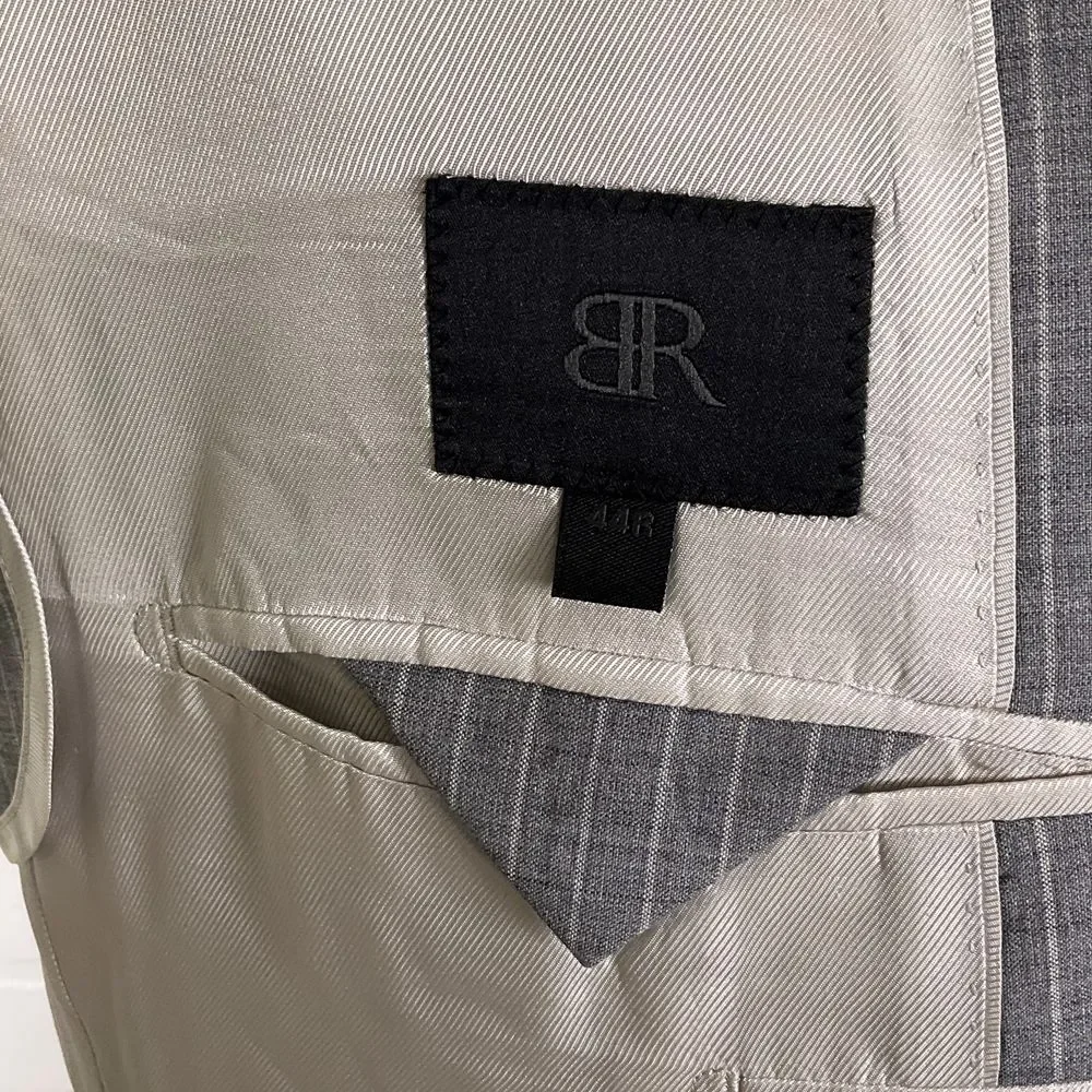 Banana Republic Blazer Men 44R Gray Pinstripe Trabaldo Togna‎ Wool Cashmere